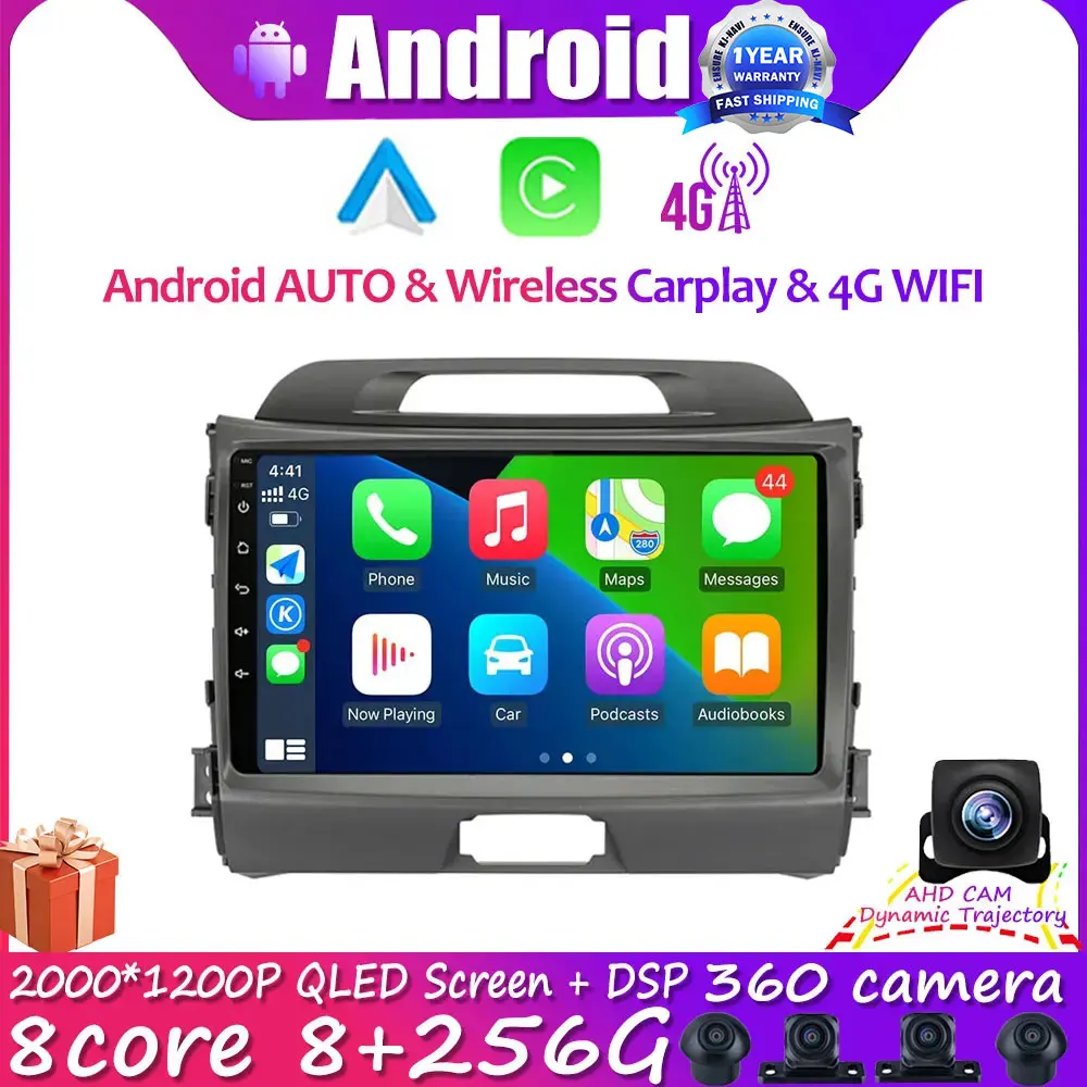 

9" Android 14 DSP 4G+WiFi Car Radio Multimidia Video Player Navigation GPS For KIA Sportage 3 2010-2016 Head Unit No 2din