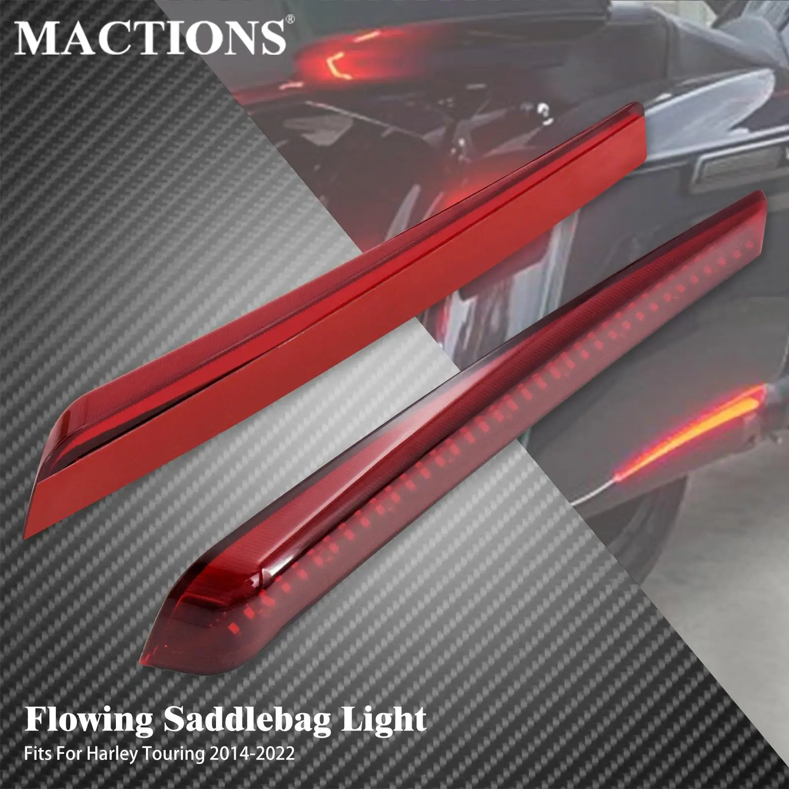 

Motorcycle Rear LED Flowing Saddlebag Extended Brake Light Turn Signal Run Lamp Lights For Harley Touring FLHX Road Glide 14-22