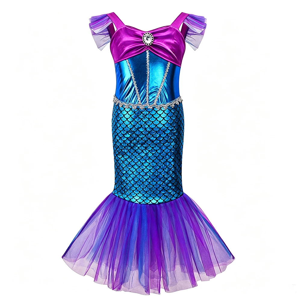 Summer Mermaid Birthday Party Dress Girl Costume Carnival Anime Cosplay Outfits Kids Fantasy Disguise Prom Gown 3 4 5 6 7 8years