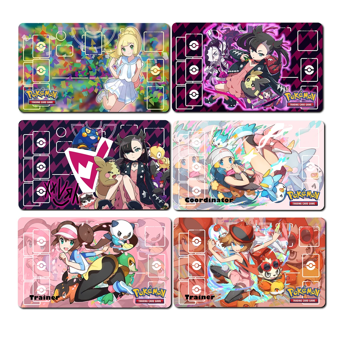 Cartoon Pokemon Ptcg Marnie Lillie Serena Battle Card Mat Table Mat Single Card Pad Dawn Anime Board Game Card Mat Gift Toys