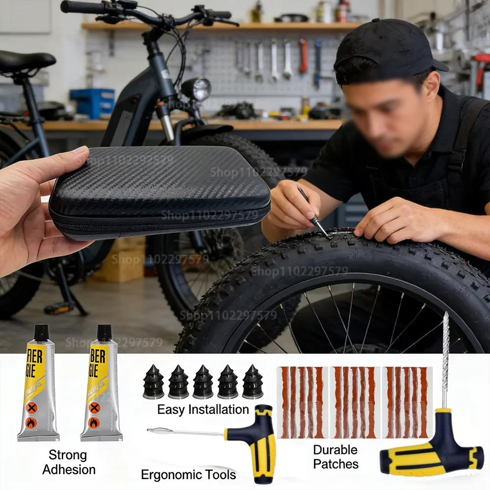 

Motorcycle Tire Repair Kit Puncture Plug Tools Tyre Puncture Emergency for Car Tire Strips Stirring Glue Repair Tool Kit