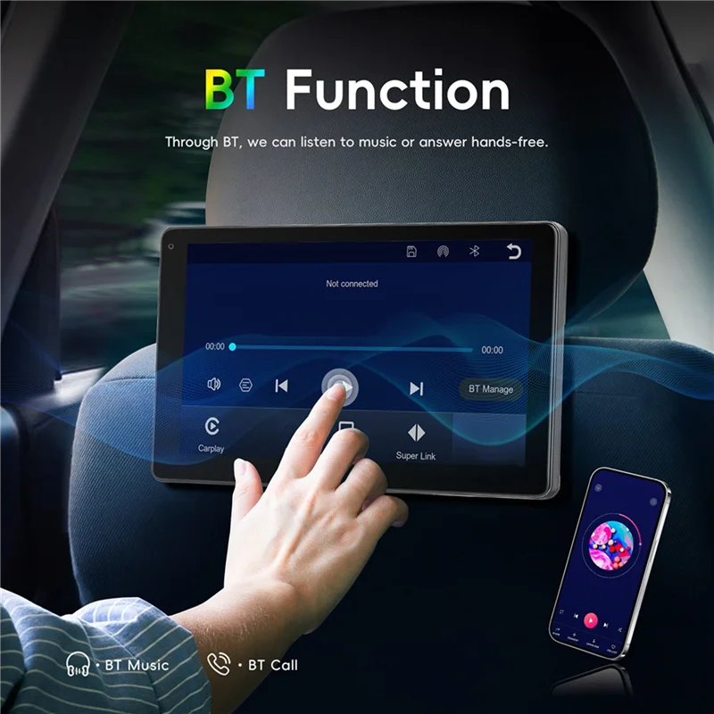 

2Pcs 9 Inch Multi-Functional Car TV Headrest Monitor For Back Seat, IPS Touch Screen Video Player With Carplay Android