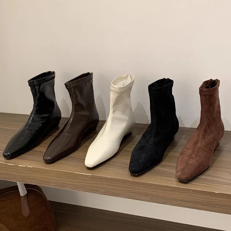 

2025 женские ботильоны, зимние повседневные короткие ботинки на низком каблуке, новый бренд, модное женское платье с молнией сзади, черные ботинки челси, новинка