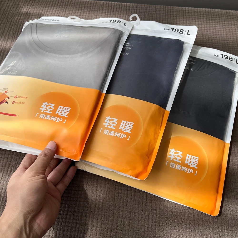 

Warmth Self-Heating Wood Fiber Men's Underwear Set Long Sve round Ne Couple's Thin Warm Home Clothes Wood Source Fiber