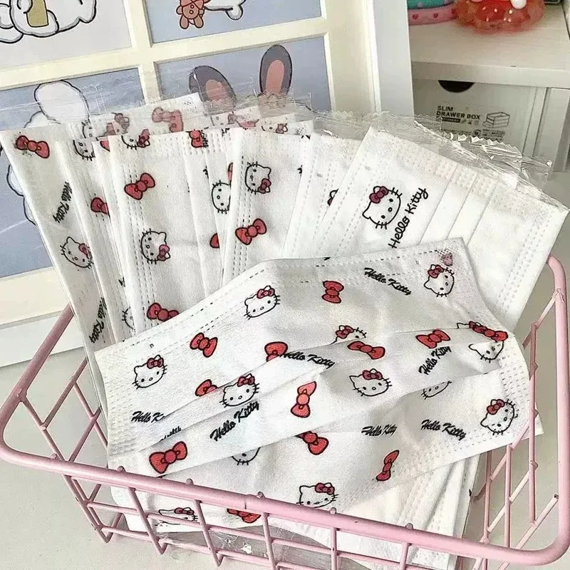 

20pcs Cartoon Sanrio Hello Kitty Cartoon Printed Mask Sun Protection Disposable Independent Packaging Outdoor Dustproof Kawaii