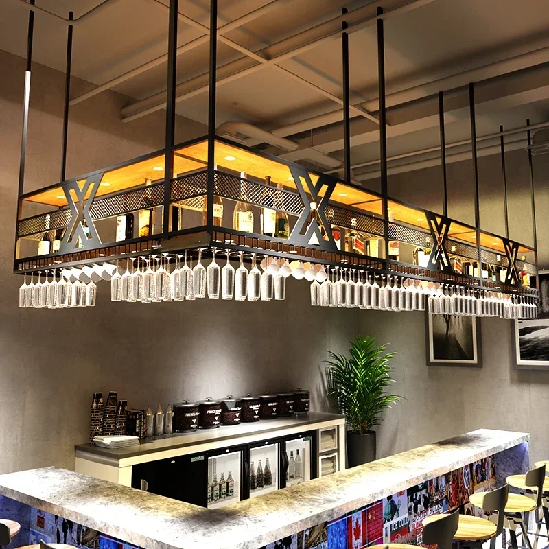 

Industrial Hanging Wine Rack Restaurant Fashion Wrought Iron Storage Bar Cabinet Customized Creative Vitrinas Bar Set Furniture
