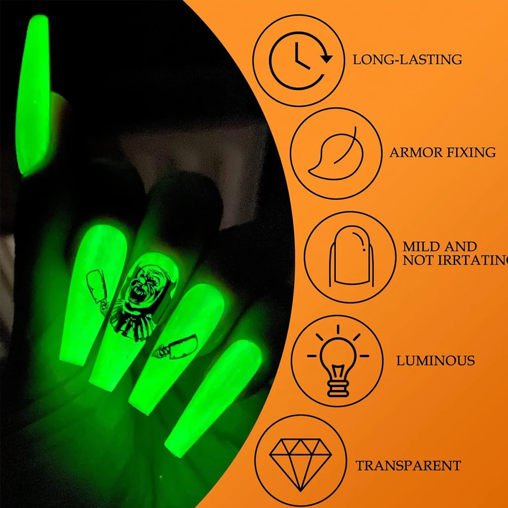 KODIES GEL Top Coat Glow In The Dark Gel UV Smalto per unghie Semi permanente Topcoat luminoso Finitura in gel Halloween Manicure Unghie Art