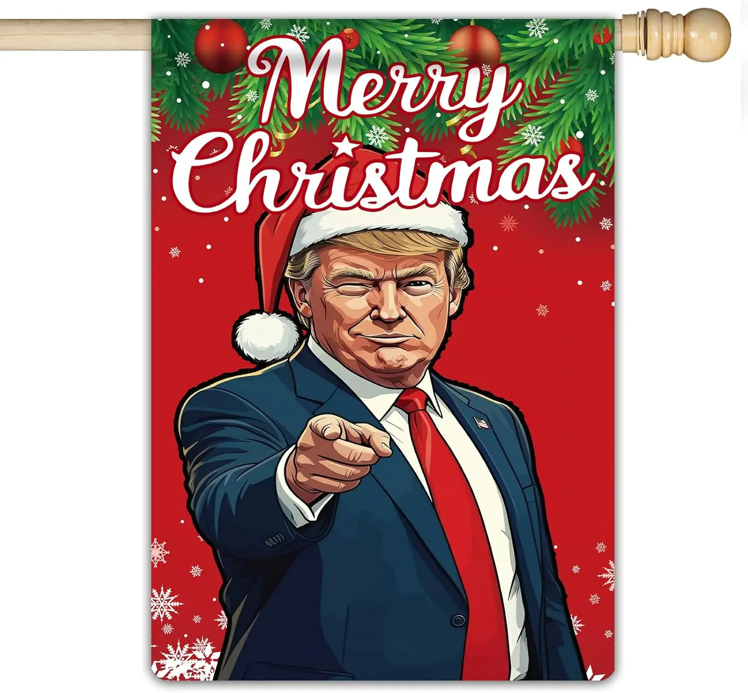 Merry Christmas Trump 2024 House Flags, Trump Won 2024 Garden Flags, Make Christmas Great Again 28x40 Double Sided Banner Outdoo