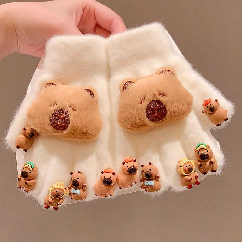 

Capibara Children's Winter 2024 New Style Girls' Five-Finger Gloves with Insulation for Warmth and Protection