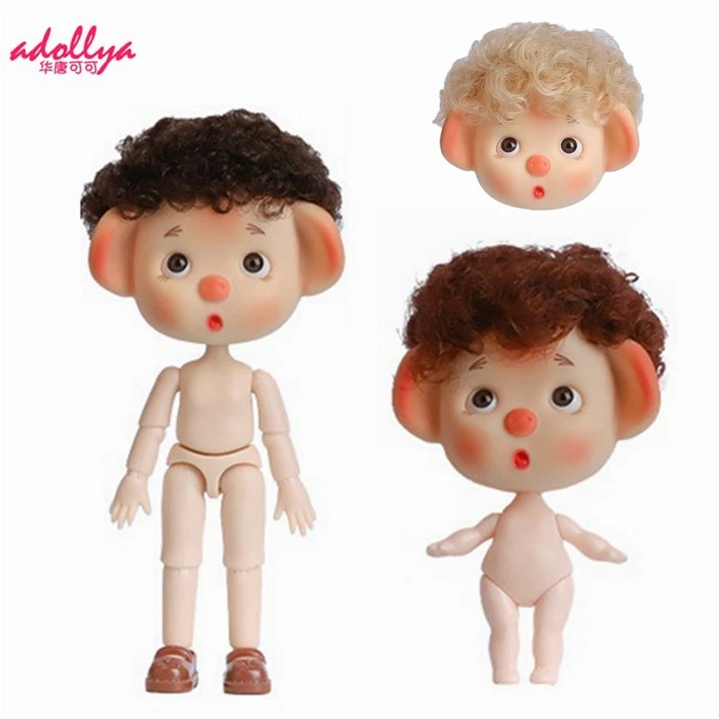 Adollya Pig Heads for 1/12 OB11 14cm or 5cm BJD Doll Body Nude 12 or 5 Joints Ball Jointed Doll Toys for Children Girls Gifts