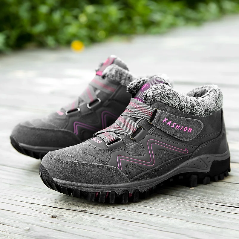 Brand Women's Winter Warm Plus Cotton Boots Outdoor Sports Shoes Non-slip Snow Boots Ladies Hiking Anti-cold Snow Ankle Boots