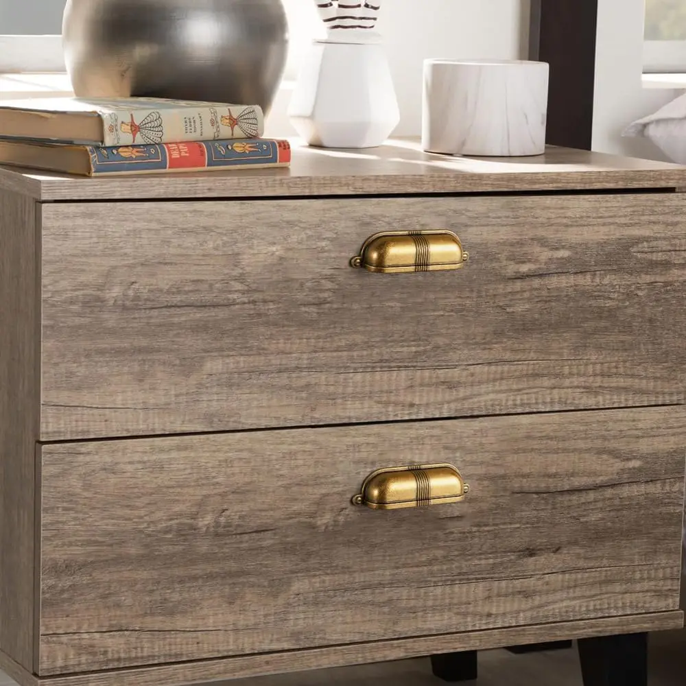 6 عبوات من الأكواب النحاسية العتيقة مقاس 3 بوصات مع تصميم حزام مزخرف، مقابض صندوق عتيقة أنيقة للمطبخ والأثاث