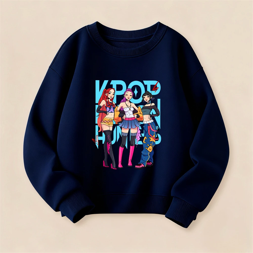 

New Design Kpop Demon Hunters Clothing Cartoon Printed Sweatshirts 2-7Years Old Girls Casual Long Sleeve Round Neck Hoodies