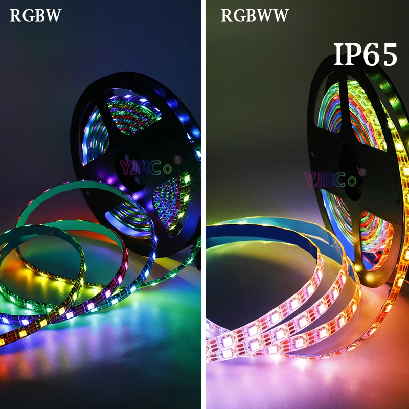 5V 12V SK6812 IC addressable RGBW RGBWW 4 colors in 1 LED Strip Light 60pixles/m SMD 5050 RGB White Lamp Tape Smart Lights bar