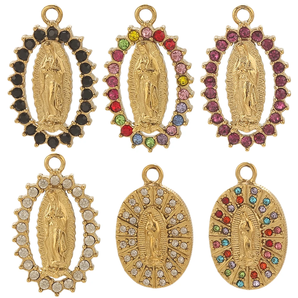 2 pçs de aço inoxidável madonna encantos para jóias colar makings diy religião jóias pingente suprimentos acessórios atacado