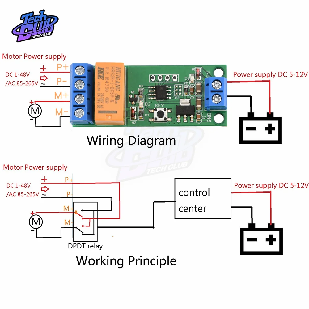 DC 5/6/9/12V Controller del motore modulo relè di polarità inversa relè di ritardo regolabile in tempo 2A generatore di segnale di corrente di