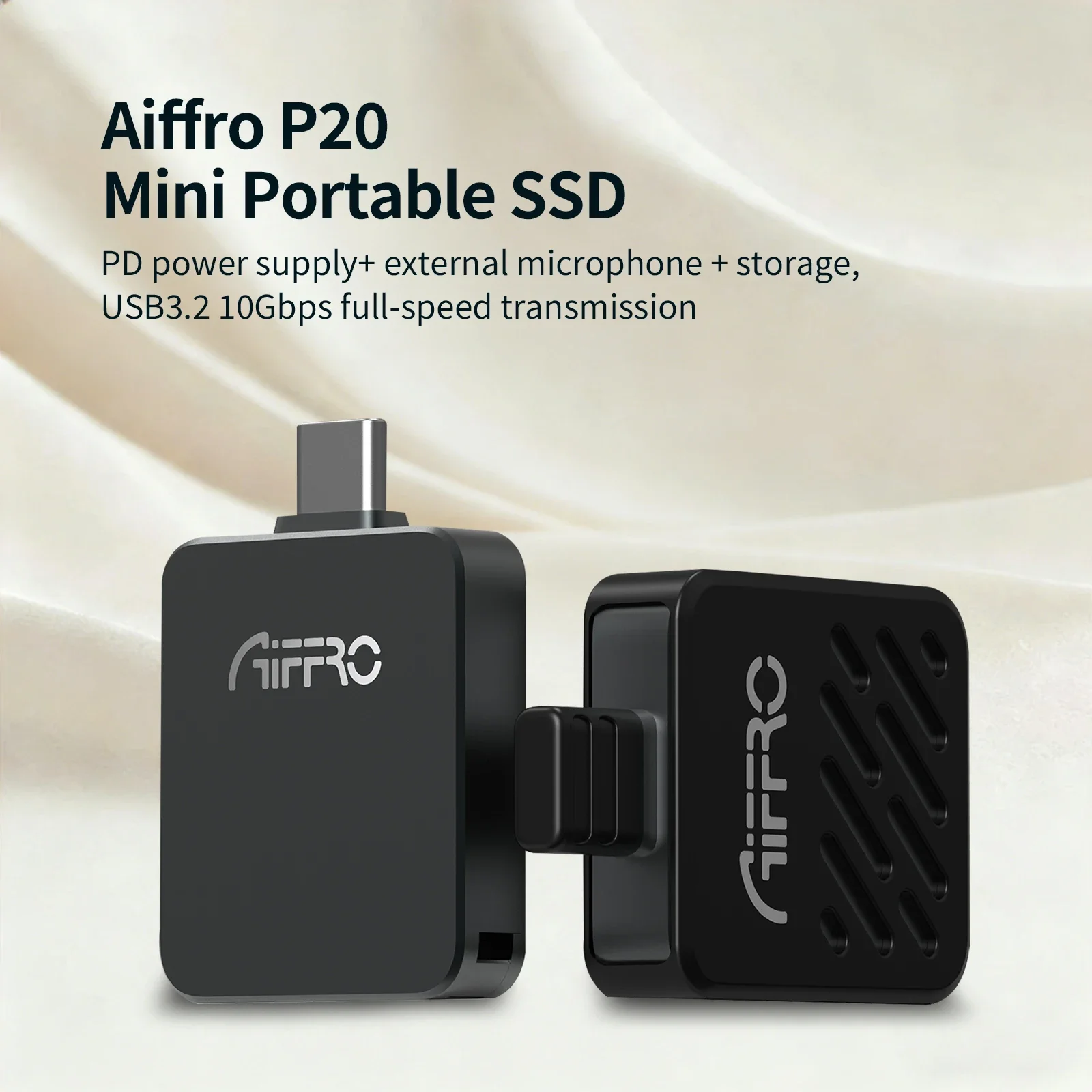 Aiffro P20 Mini SSD 10Gbps High Speed External Solid State Drive Lightning Type-C For Phone Laptop PC Mac 512GB/1TB/2TB