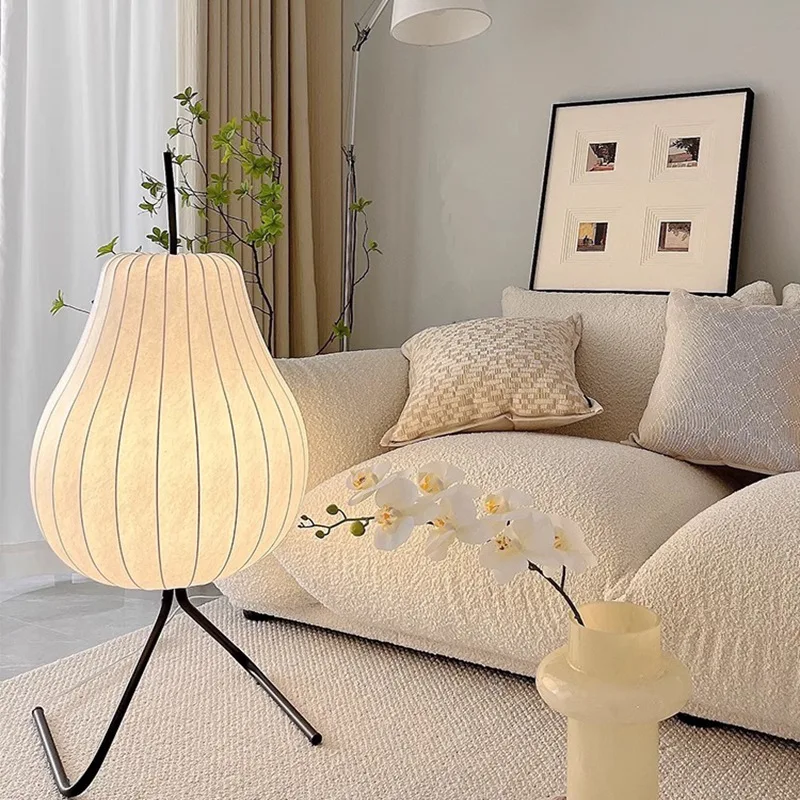 Japanese Silk Floor Lamp Wabi Sabi Living Room Corner Lamp For Vill Bedroom Bedside Shop Decor Creative LED Fabric Floor Lamp