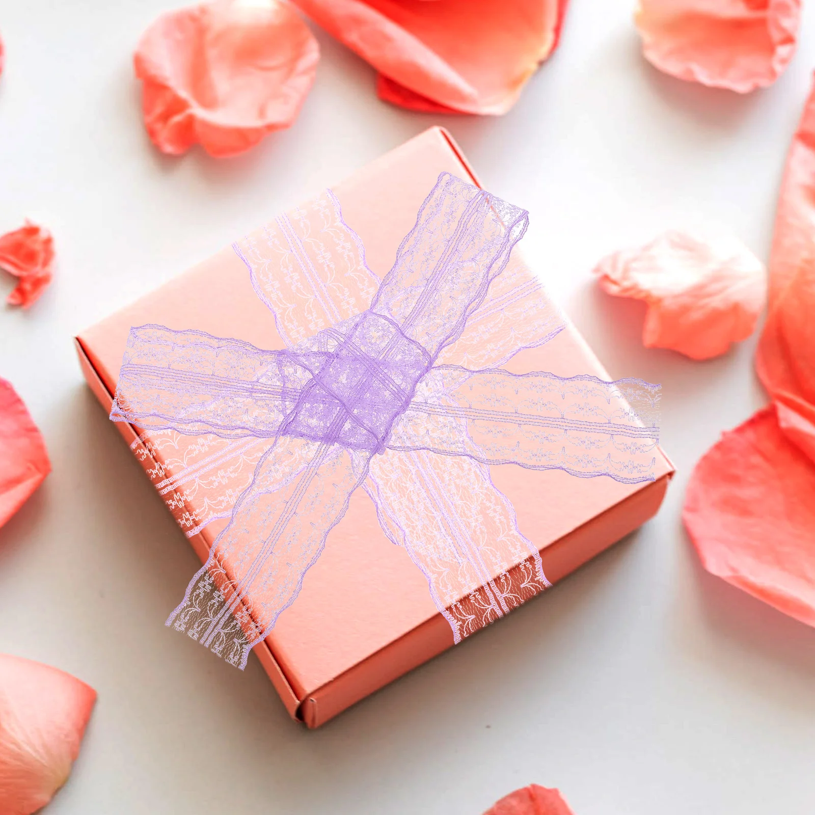 

Lace Bowknot Ribbon 5 Rolls 45cm Lavender Fringe for Gift Wrapping Decorative Ribbons Bridal Party Supplies Polyester