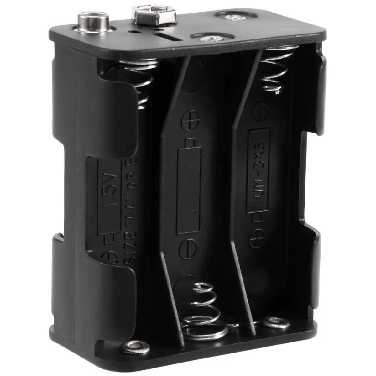 Muelle de doble cara 6x1,5 V AA caja de soporte de batería, negro