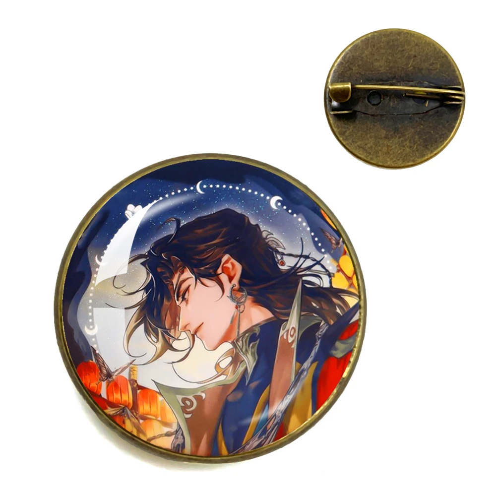 Tian Guan Ci Fu Hua Cheng Xie Lian Brooch Clothes Glass Dome Badge Heaven Official’s Blessing Cosplay Brooch Pins Gifts Friends