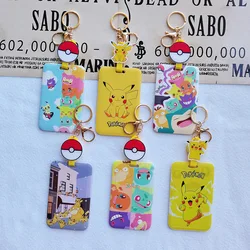 Pokemon Retractable Card Holder for Kids Student Anime Character Pikachu Psyduck Printed Kawaii Meal Card Bag Cover Small Gift