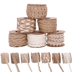 5m/roll Natural Burlap Lace Jute Ribbon Hessian Hemp Ribbon For DIY Rustic Wedding Christmas Birthday Party Decor Gift Wrapping