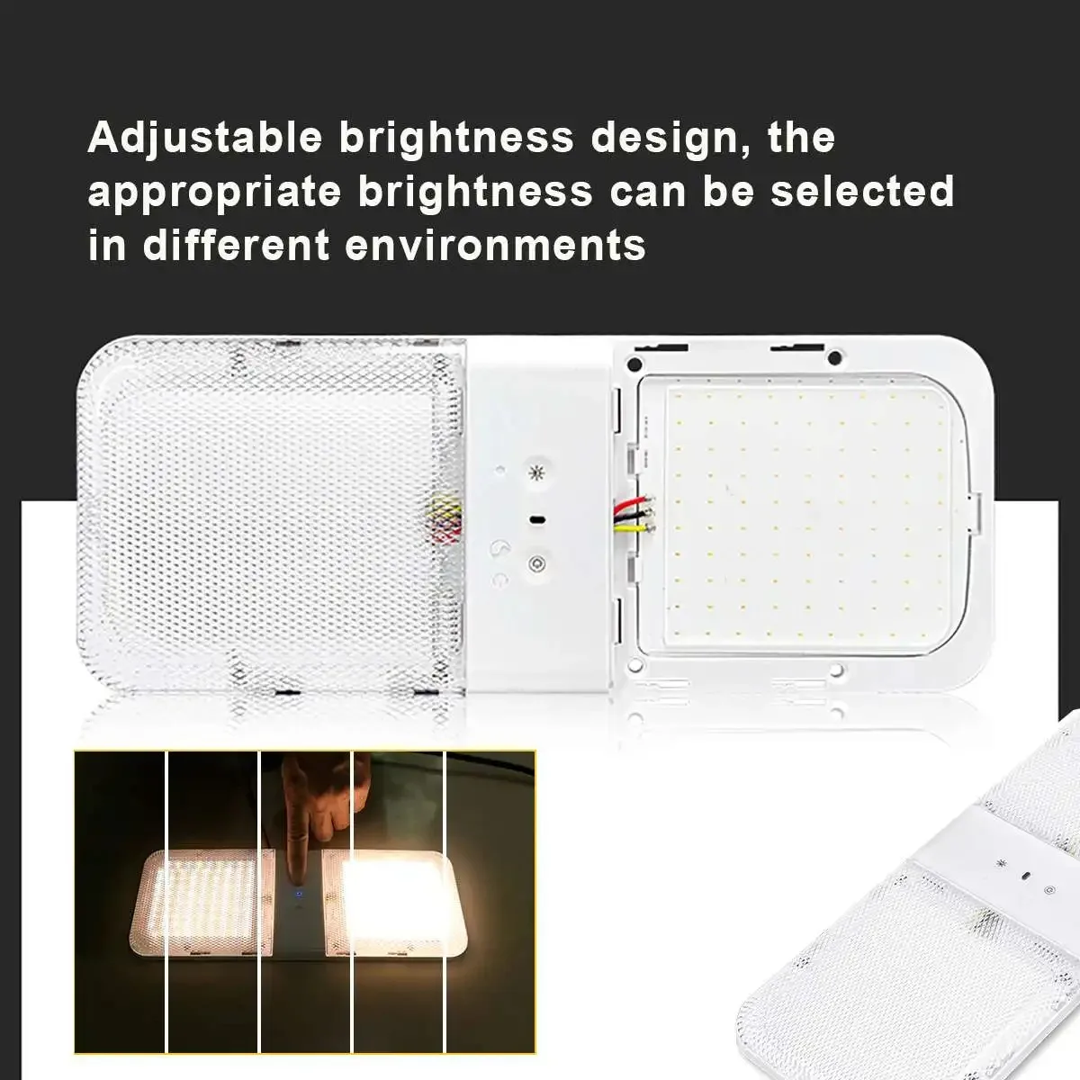 

2024 12-24V 180LED RV Roof Ceiling Cabin Light 3-Level Brightness Touch Dimmable Camper Caravan Marine Interior Lamp Touch Switc