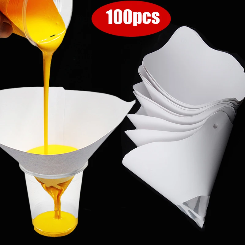 Paint Filter Paper 10x19 cm 100 Microns Car Paint Spray Mesh Paper Filter Funnel Strainer Disposable Conical Straining Funnel