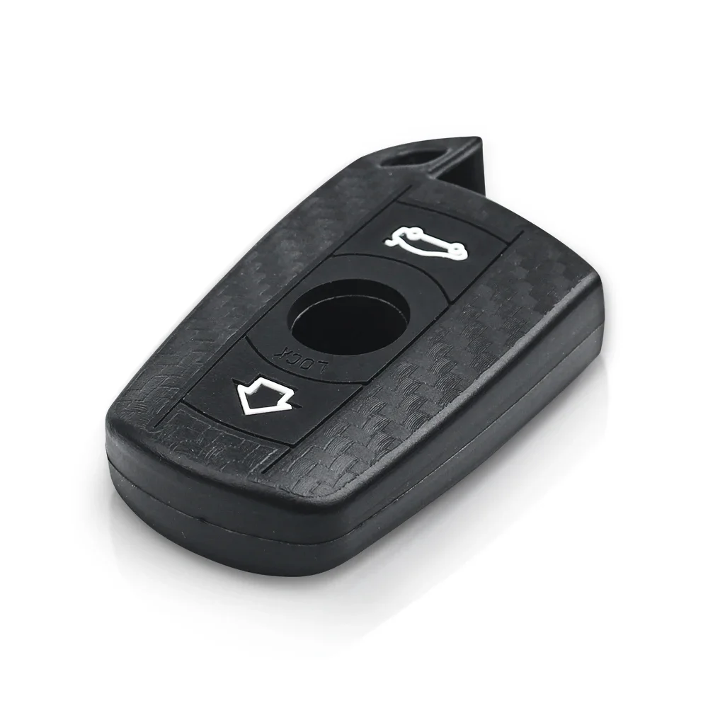 KEYYOU Carbon Fiber Key Case For BMW X1 X5 3 5 Series E90 E91 E92 E60 Silicone Cover