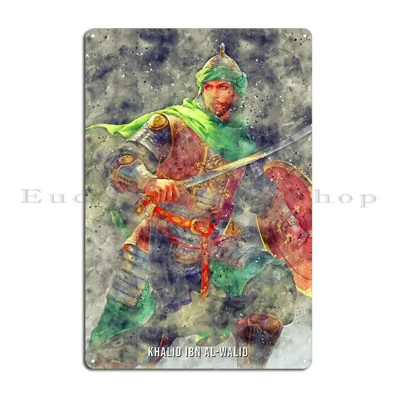 خالد إبن آل واليد علامة معدنية تصميم جدار ديكور سينما شخصية ريترو تين تسجيل ملصق