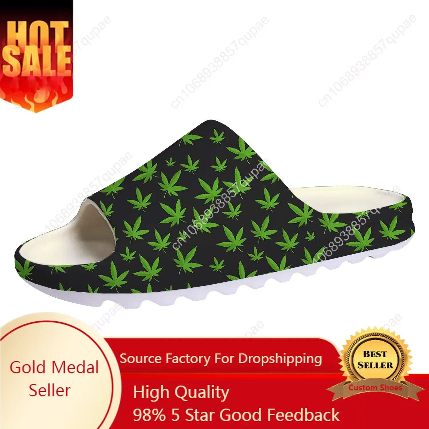 

Leaf Weed Rasta Marijuana Red Yellow Green Art Soft Sole Sllipers Home Clogs Custom Made Sandals Water Shoes On Shit Step in