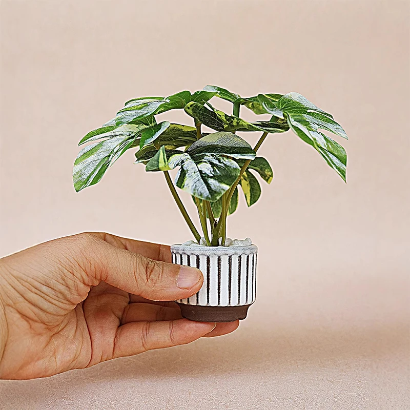 

[JN] 1/12 кукольный домик, мини-моделирование монстеры, модель в горшке, зеленое растение, украшение, кукольный дом, декор для гостиной