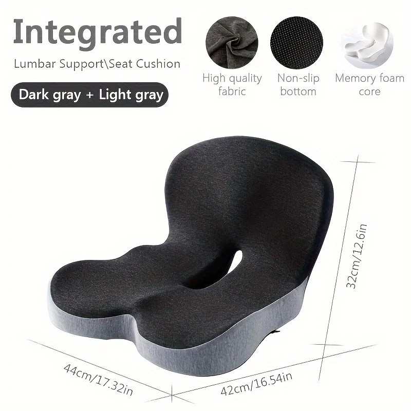 Memory Cotton One-piece Seat Cushion Backrest Integrated Student Office Chair Cushion Car Waist Protection Pad Fart Pad