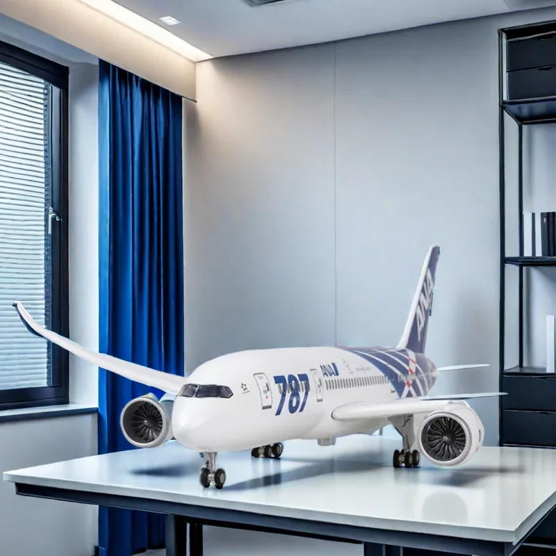 1/130 Scale 47cm Airplane 787 B787 Dreamliner Aircraft Japan ANA Airline Model W Light and Wheel Diecast Resin Plane