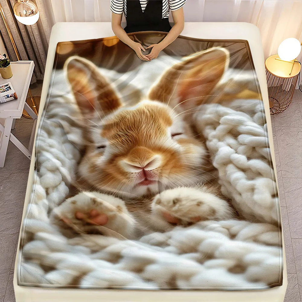 Ultimate Flannel Fleece Bunny Blanket Throw Plush Polyester Cozy Warm Winter Decor Gift for Sofa Bed Pet Xmas