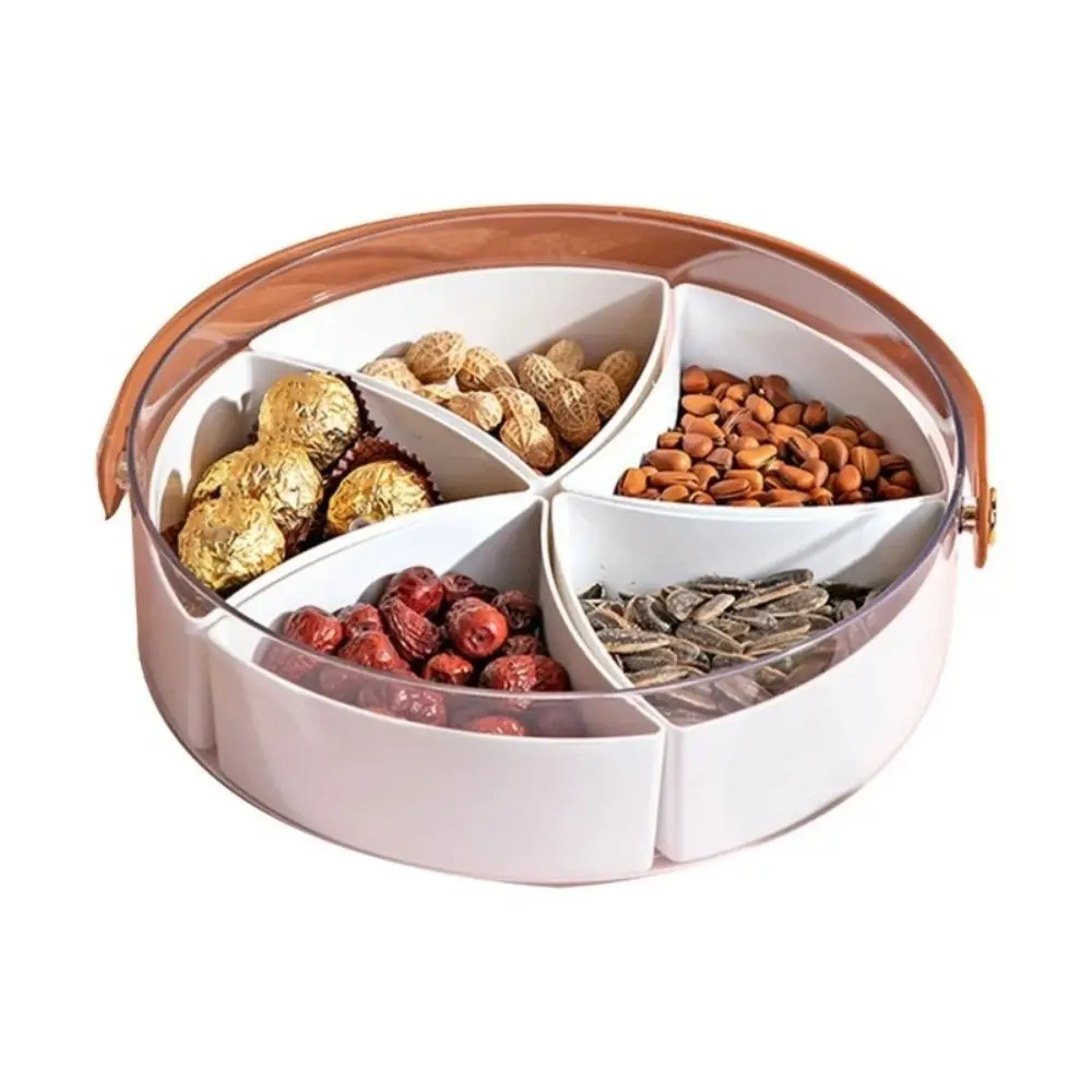 

Large Capacity Plastic Divideds Serving Tray Clear Creative Candy Holder Space Saving with Lid Compartment Plate Picnics