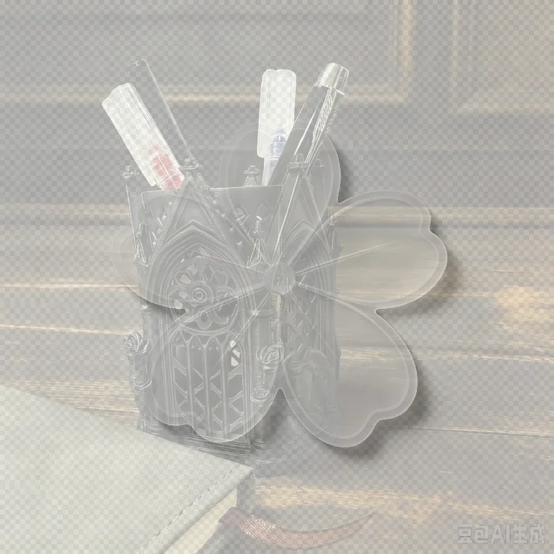 3D Printed Gothic Architecture Pen Holder Multifunctional Makeup Brush Storage Box Desktop Decoration Gift
