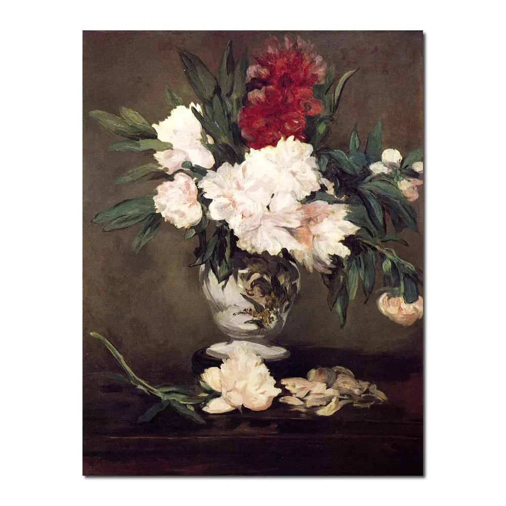 

Impressionist Still Life Canvas Art Flower Painting Vase of Peonies Edouard Manet Artwork Modern Dining Room Kitchen Wall Decor