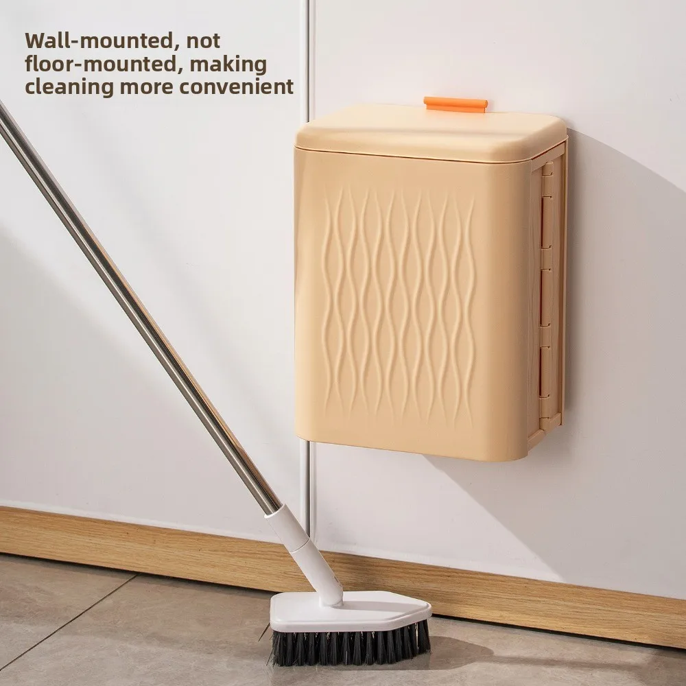 

12L Kitchen Garbage Bin Space Saving Odor Control Folding Waste Bin Detachable Hook Plastic Wall Mounted Bin Household Use