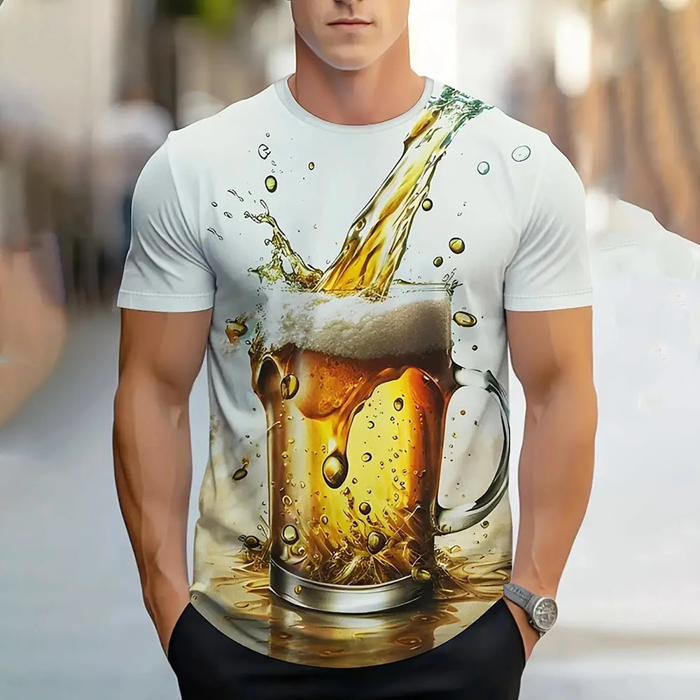 Camiseta con estampado 3d para hombre, camisa divertida de cerveza, ropa de calle informal de verano, Unisex, 2023