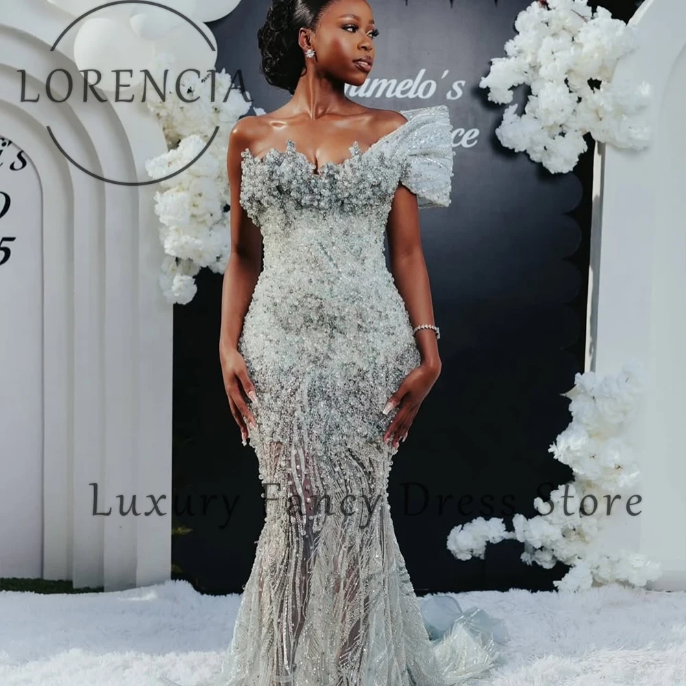 

Luxurious Crystal Prom Dresses 2026 One Shoulder Glitter Mermaid Evening Party Gowns Customized Sleeveless vestidos para noite