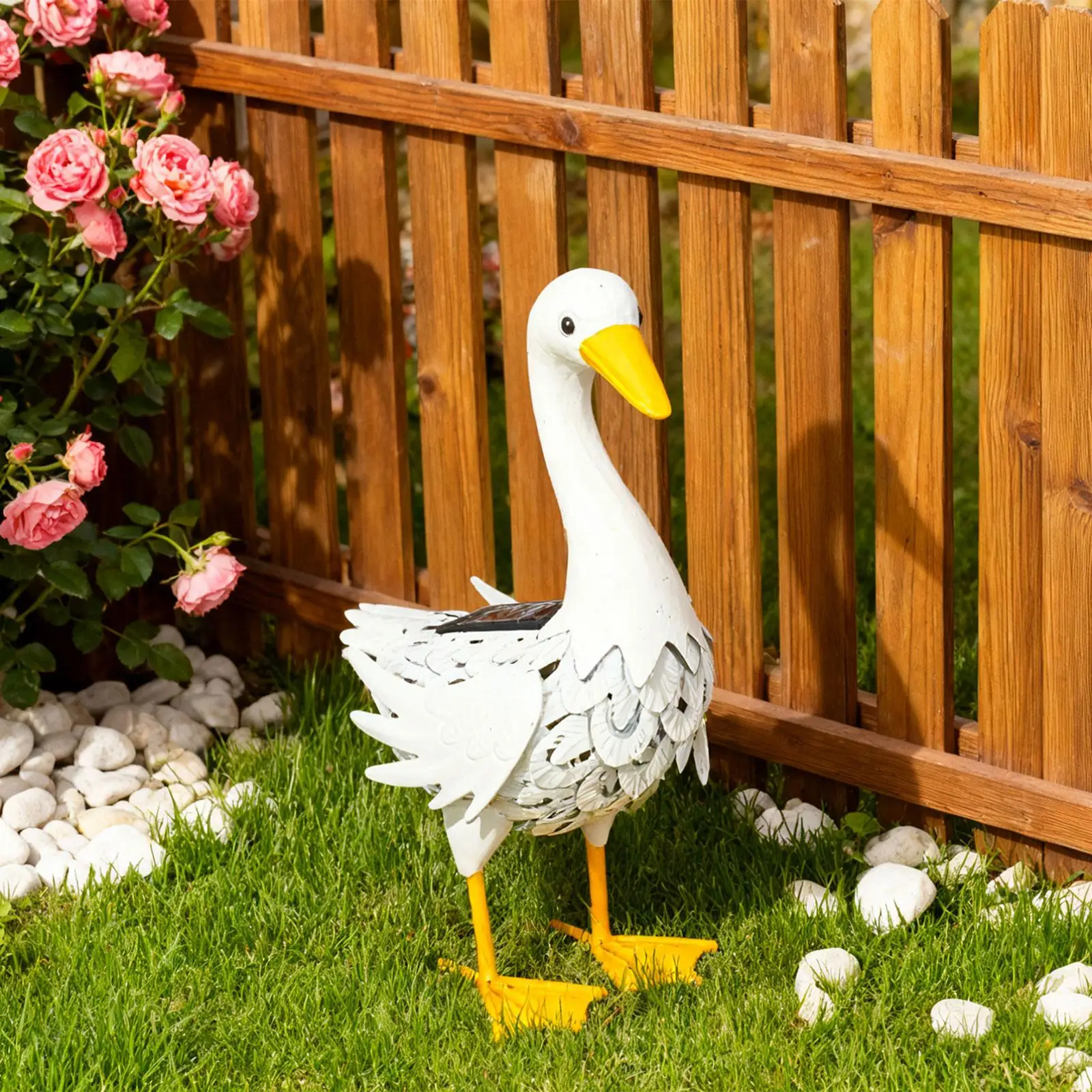 

Солнечная садовая фигурка утки: железная статуэтка животного для украшения патио и двора