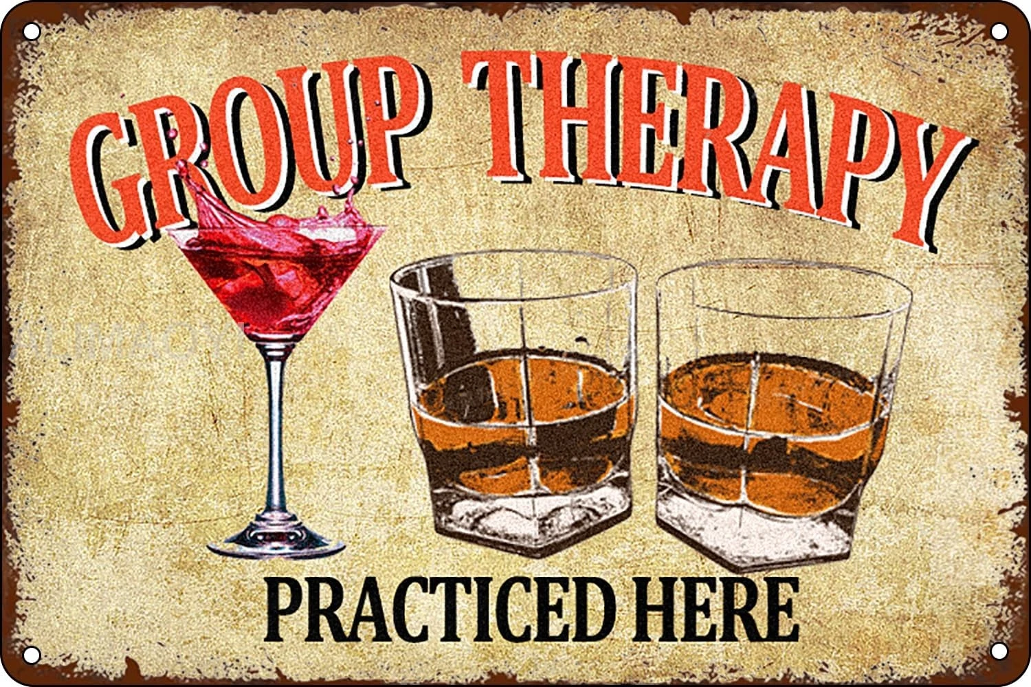 

Bar Decor Vintage Metal Tin Signs Bar Beer Wall Decor Art Tin Sign Group Therapy Practiced Here Sign for Home Yard Bar Cafe Pub