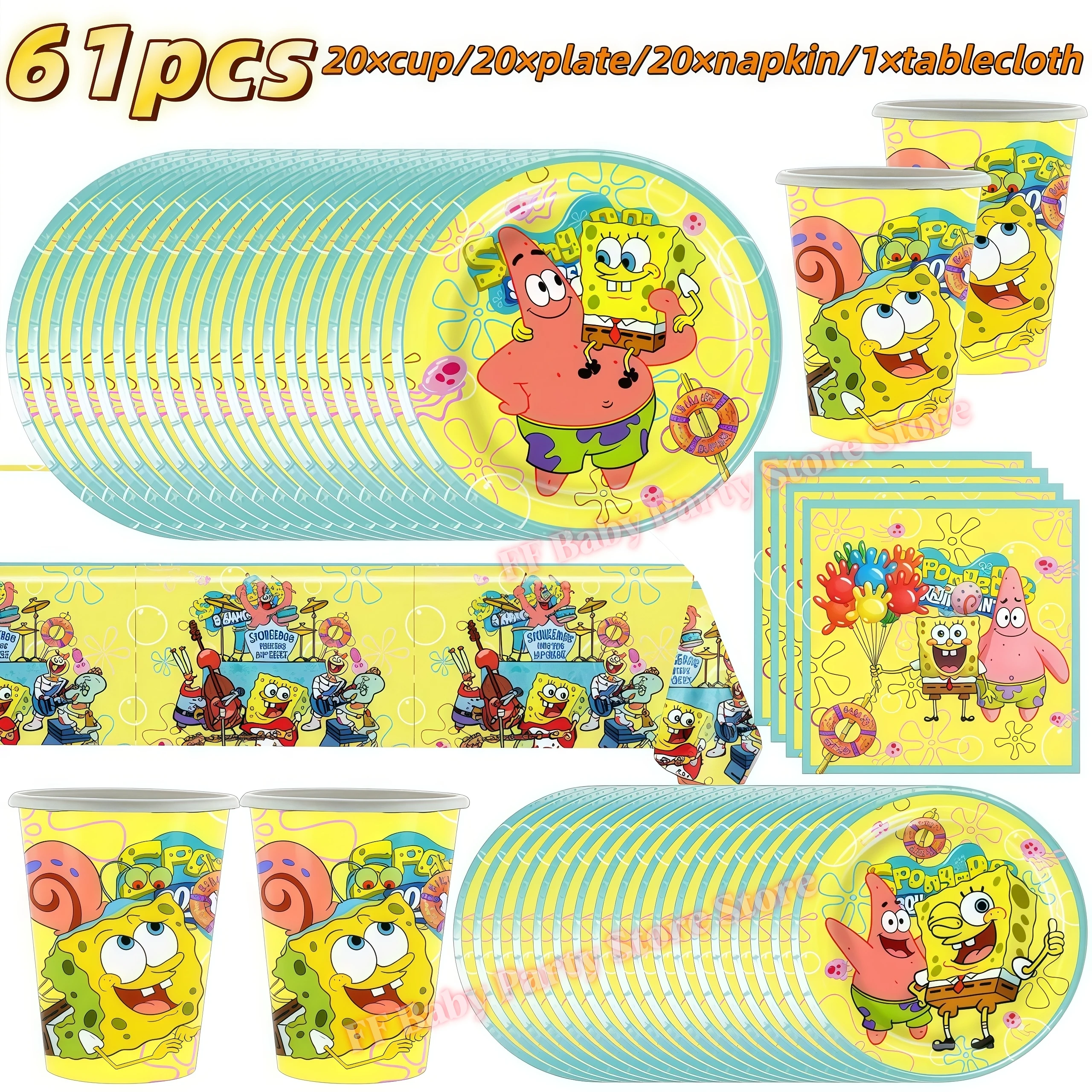 SpongeBob Geburtstagsparty Dekoration Hintergrund Tortendekoration Becher Ballons für Kinderparty Gastgeschenk Babyparty Zubehör – Detail 30