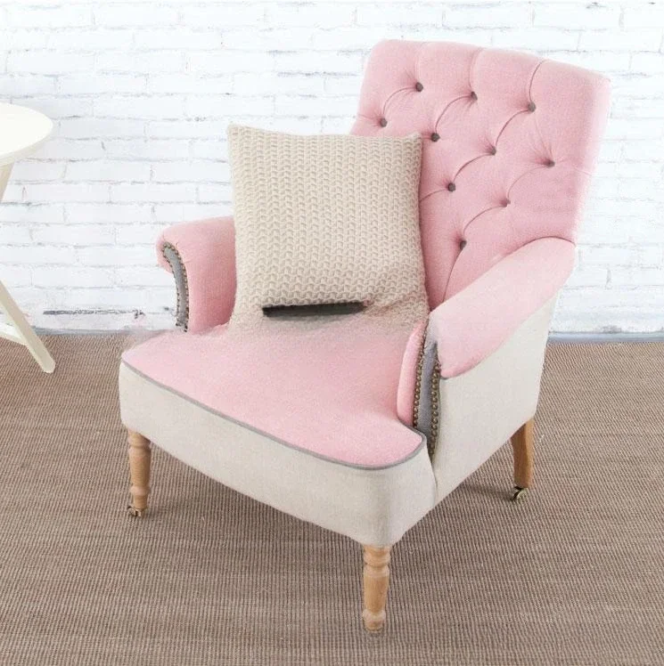 American single fabric sofa furniture living room fashion buckle soft bag sofa chair pink princess leisure chair