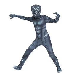 3-12Y Boy's Black leopard Costume Superhero Jumpsuit School Performance Outfit Halloween Mask Performance Costume Party Gift