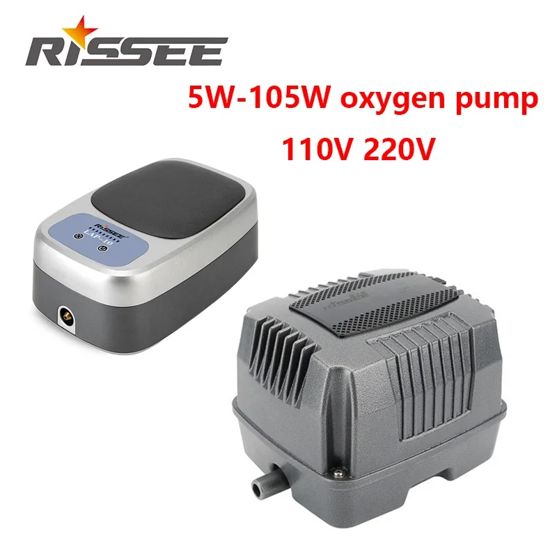 110v 220v Rissee pompa tlenu akwarium o dużej mocy 5-105W pompa powietrza do napowietrzania stawu sprężarka membranowa