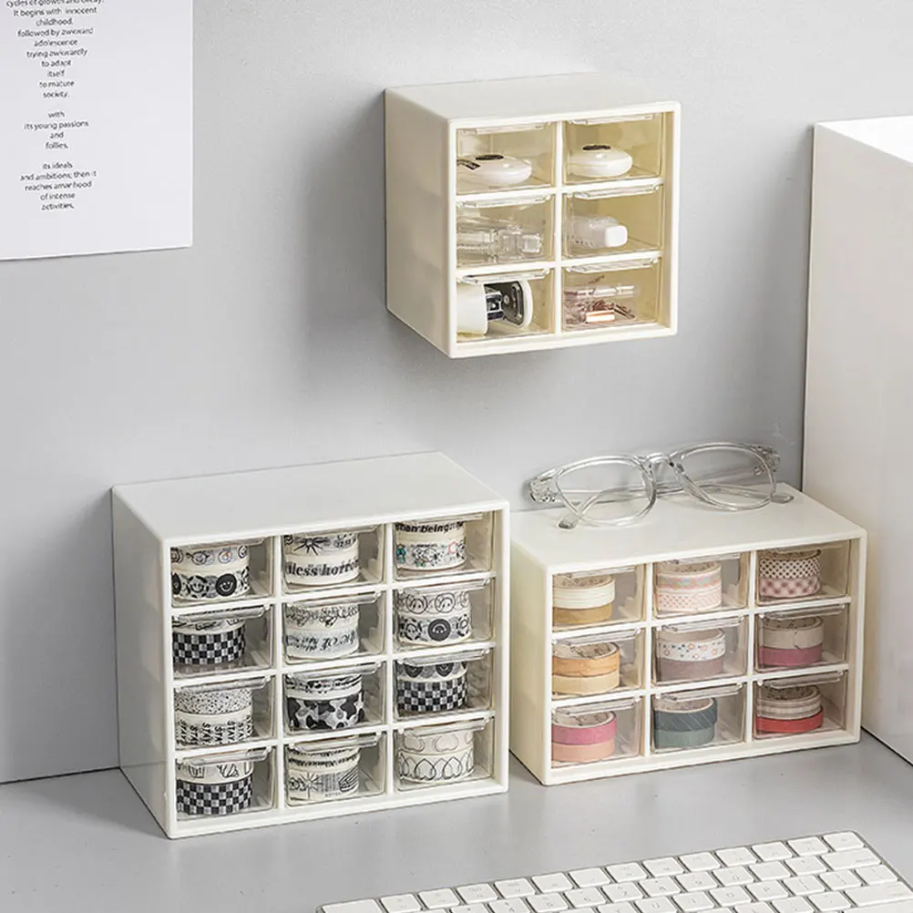 

1 Practical Desk Organizer 12 Compartments Mini Drawer Style Storage Box Table Jewelry Office Bathroom Makeup Holder