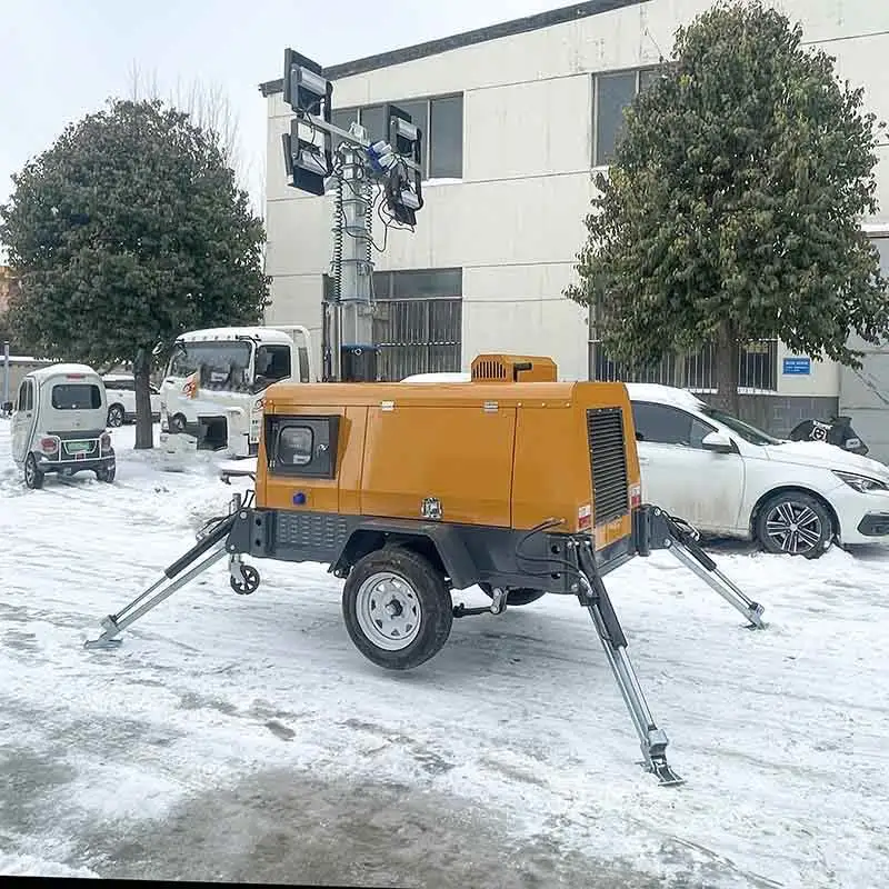 Commercial Mobile Light Tower Heavy Duty Steel Chassis Diesel Powered High Mast Floodlighting for Civil Engineering